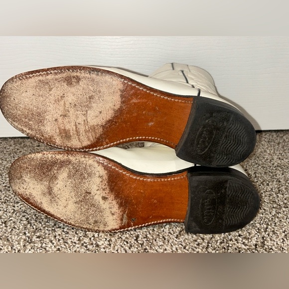 WOMENS JUSTIN WESTERN ROPER LEATHER WHITE BOOTS SIZE 8 B - Picture 7 of 7